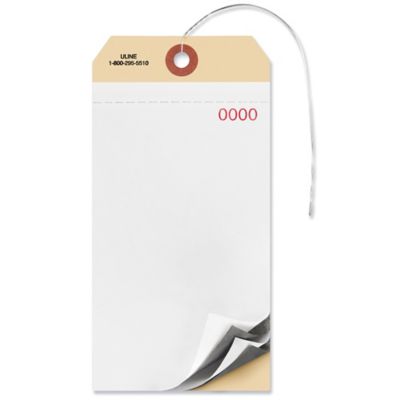 Plastic Tags - 6 1/4 x 3 1/8, White, Pre-wired S-10749W-PW - Uline