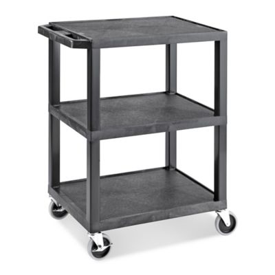 Rubbermaid® Black Utility Cart with Drawer - 44 x 26 x 33 H-2475 - Uline