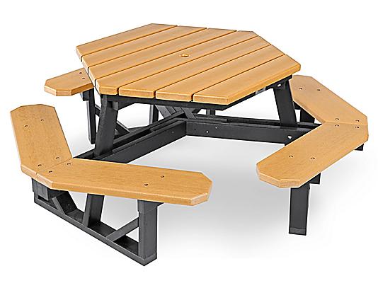 Tables de pique-nique hexagonales, Tables de pique-nique en plastique  recyclé en Stock - ULINE.ca