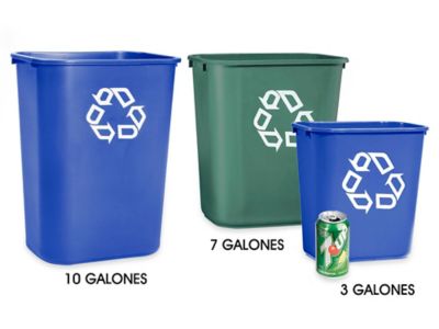  Recycling Rules Contenedor de reciclaje de escritorio de 3  galones, de perfil bajo, perfecto para reciclaje de oficina y hogar,  ecológico, sin BPA, en color azul : Industrial y Científico