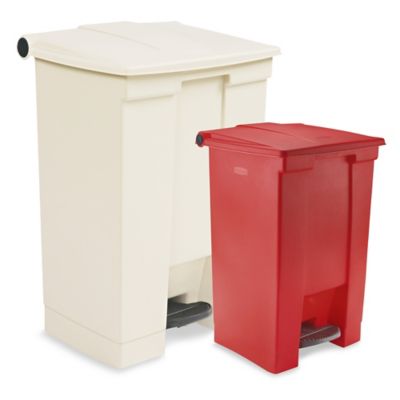 Rubbermaid® Slim Jim® Step-On Trash Can - 13 Gallon, Red H-5904R - Uline