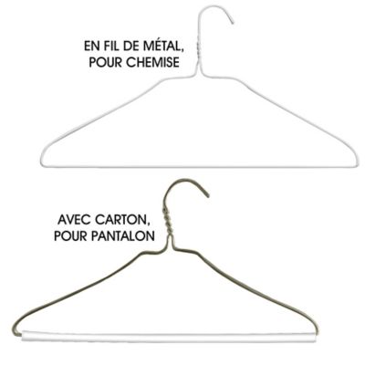 Cintres en fil de métal – 18 po, pour chemise, blanc S-18065 - Uline