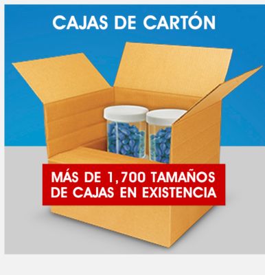 Cajas de cartón. Más de 1,700 tamaños de cajas en existencia