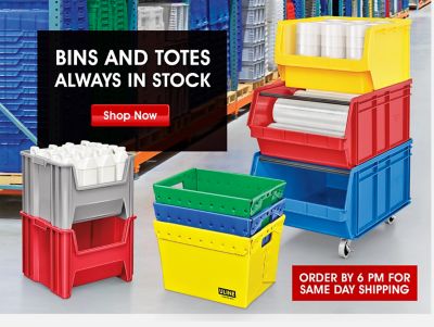 Bins and Totes Always In Stock. Shop Now. Order By 6 Pm For Same Day Shipping.
