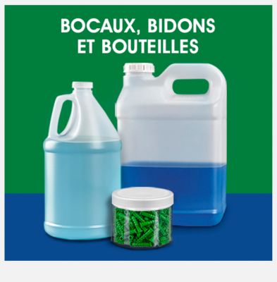 Bocaux, bidons et bouteilles.
