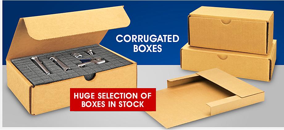 Corrugated Boxes. Huge selection of boxes in stock.