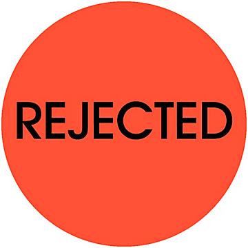 Etiquetas Adhesivas Circulares para Control de Inventario - "Rejected", 2"