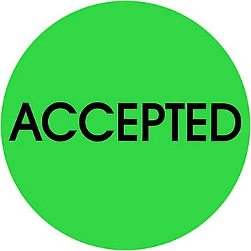 Circle Inventory Control Labels - "Accepted", 2"