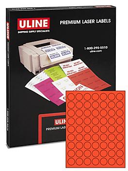 Uline Circle Laser Labels - Fluorescent Red, 1" S-10415R