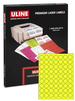 Uline Circle Laser Labels - Fluorescent Yellow, 1" S-10415Y