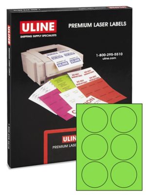  Uline Circle Laser Labels - Fluorescent, 3"