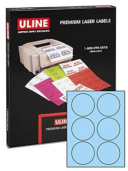 Uline Circle Laser Labels - Pastel Blue, 3" S-10416BLU