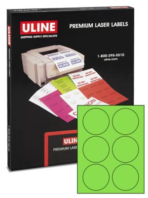 Uline Circle Laser Labels - Fluorescent Green, 3" S-10416G