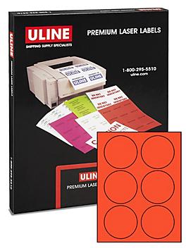 Uline Circle Laser Labels - Fluorescent Red, 3" S-10416R