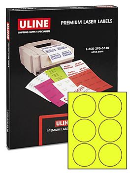 Uline Circle Laser Labels - Fluorescent Yellow, 3" S-10416Y