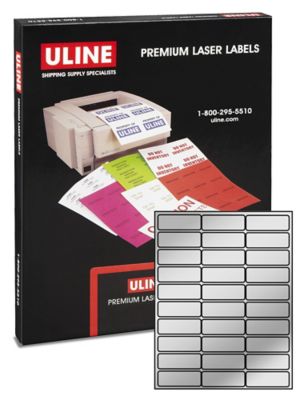 Uline Foil Laser Labels - Silver, 2 5/8 x 1