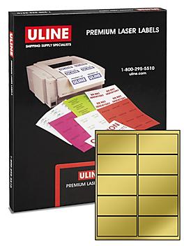 Uline Foil Laser Labels - Gold, 4 x 2" S-10426GOLD