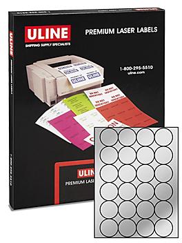 Uline Foil Circle Laser Labels - Silver, 1 2/3" S-10430SIL