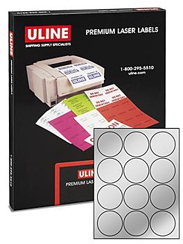 Uline Foil Circle Laser Labels - Silver, 2 1/2" S-10431SIL