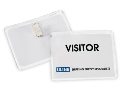 Name Badge Holders - 4 x 3, Wide, Clip-On Style S-10444 - Uline