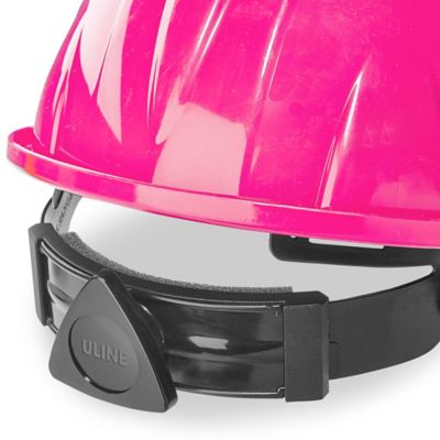 Casco de construcción rosa aprobado por la OSHA ventilado de ala completa,  cascos de seguridad rosa para mujeres con gafas de seguridad, cascos de