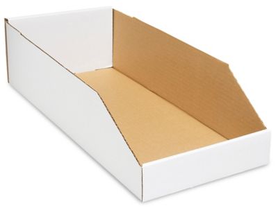 White Corrugated Parts Bins - 8 x 18 x 4 1/2" S-1053
