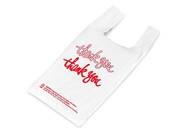 T-Shirt Bags - "Thank You" Script, 7 x 5 x 16", .5 Mil S-10562
