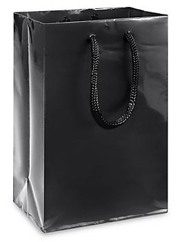 High Gloss Shopping Bags - 5 1/4 x 3 1/4 x 8 3/8", Rose, Black S-10572BL