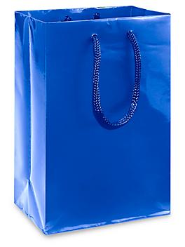 High Gloss Shopping Bags - 5 1/4 x 3 1/4 x 8 3/8", Rose, Blue S-10572BLU