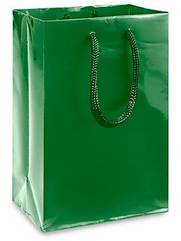 High Gloss Shopping Bags - 5 1/4 x 3 1/4 x 8 3/8", Rose, Green S-10572G