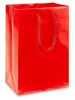 High Gloss Shopping Bags - 5 1/4 x 3 1/4 x 8 3/8", Rose, Red S-10572R