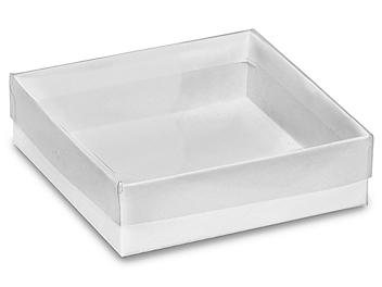 Clear Lid Boxes with White Base - 3 1/2 x 3 1/2 x 7/8" S-10574