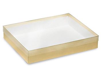 Clear Lid Boxes with Gold Base - 11 1/4 x 8 3/4 x 2" S-10581