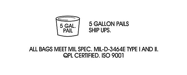 Silica Gel Desiccants - Gram Size 25, 5 Gallon Pail S-23158 - Uline