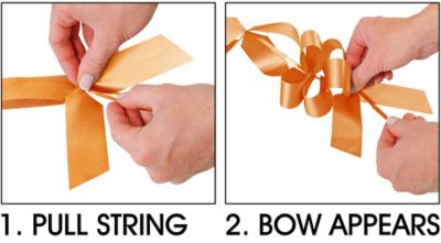 Instructions: 1. Pull String, 2. Bow Appears
