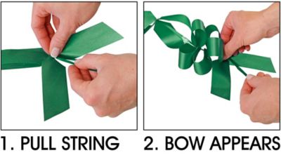 Instructions: 1. Pull String, 2. Bow Appears