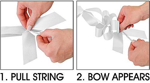 Instructions: 1. Pull String, 2. Bow Appears