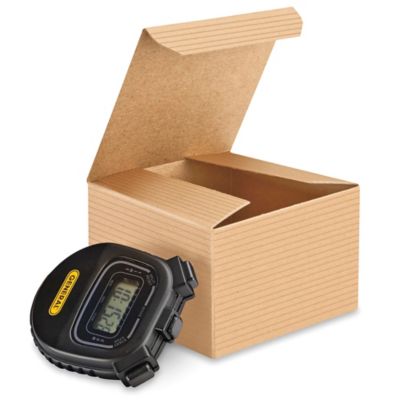 Gift Boxes - 3 x 3 x 2", Kraft Pinstripe S-10625