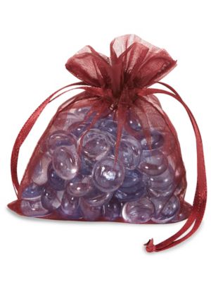 Organza Fabric Bags - 3 x 4", Burgundy S-10647BU