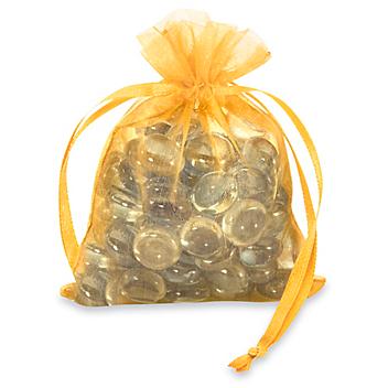 Organza Fabric Bags - 3 x 4", Gold S-10647GOLD
