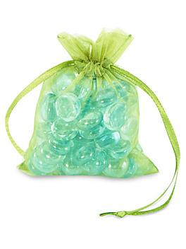 Organza Fabric Bags - 3 x 4", Lime S-10647LIME