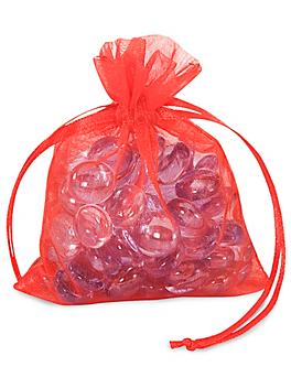 Organza Fabric Bags - 3 x 4", Red S-10647R