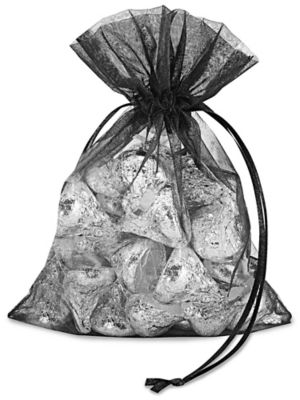 Organza Fabric Bags - 4 x 6", Black