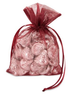 Organza Fabric Bags - 4 x 6", Burgundy S-10648BU