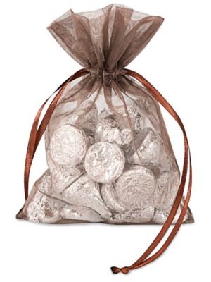Organza Fabric Bags - 4 x 6", Chocolate S-10648CHOC