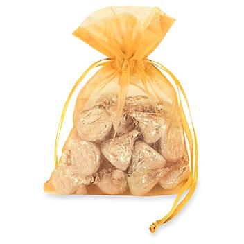 Organza Fabric Bags - 4 x 6", Gold S-10648GOLD