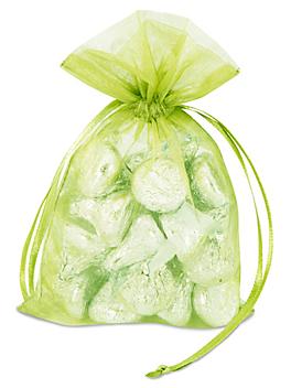 Organza Fabric Bags - 4 x 6", Lime S-10648LIME