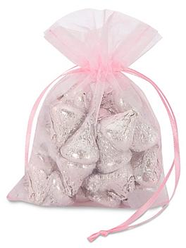 Organza Fabric Bags - 4 x 6", Pink S-10648P