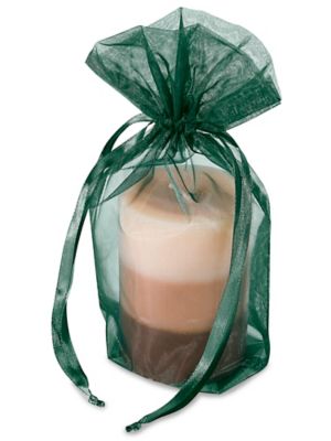 Organza Fabric Bags - 6 x 10", Hunter Green S-10649HG