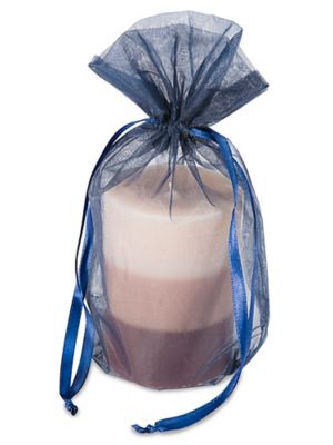Organza Fabric Bags - 6 x 10", Navy Blue S-10649NB
